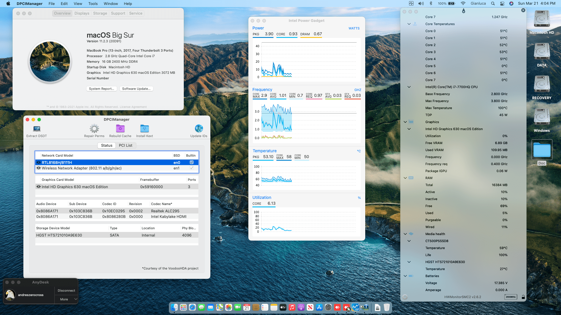 Success Hackintosh macOS Big Sur 11.2.3 Build 20D91 in HP Pavilion 15-CB015NL